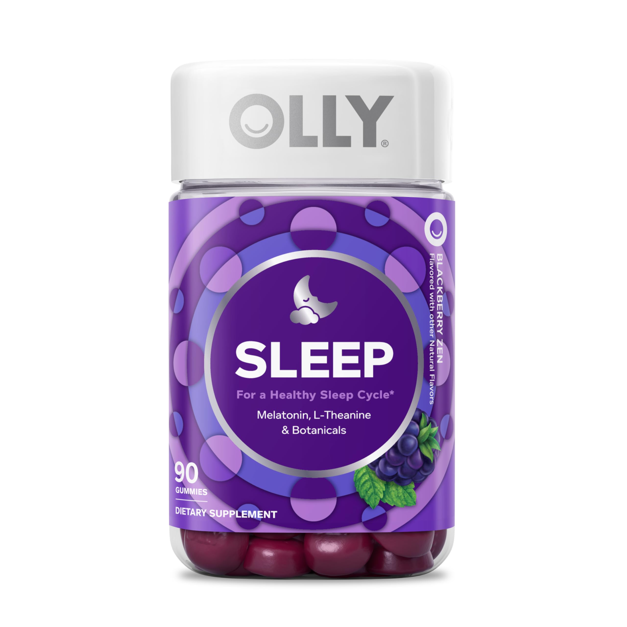 Olly Sleep Gummy, 3mg Melatonin, L-Theanine, Chamomile, Lemon Balm, Sleep Aid, BlackBerry, 90 Count
