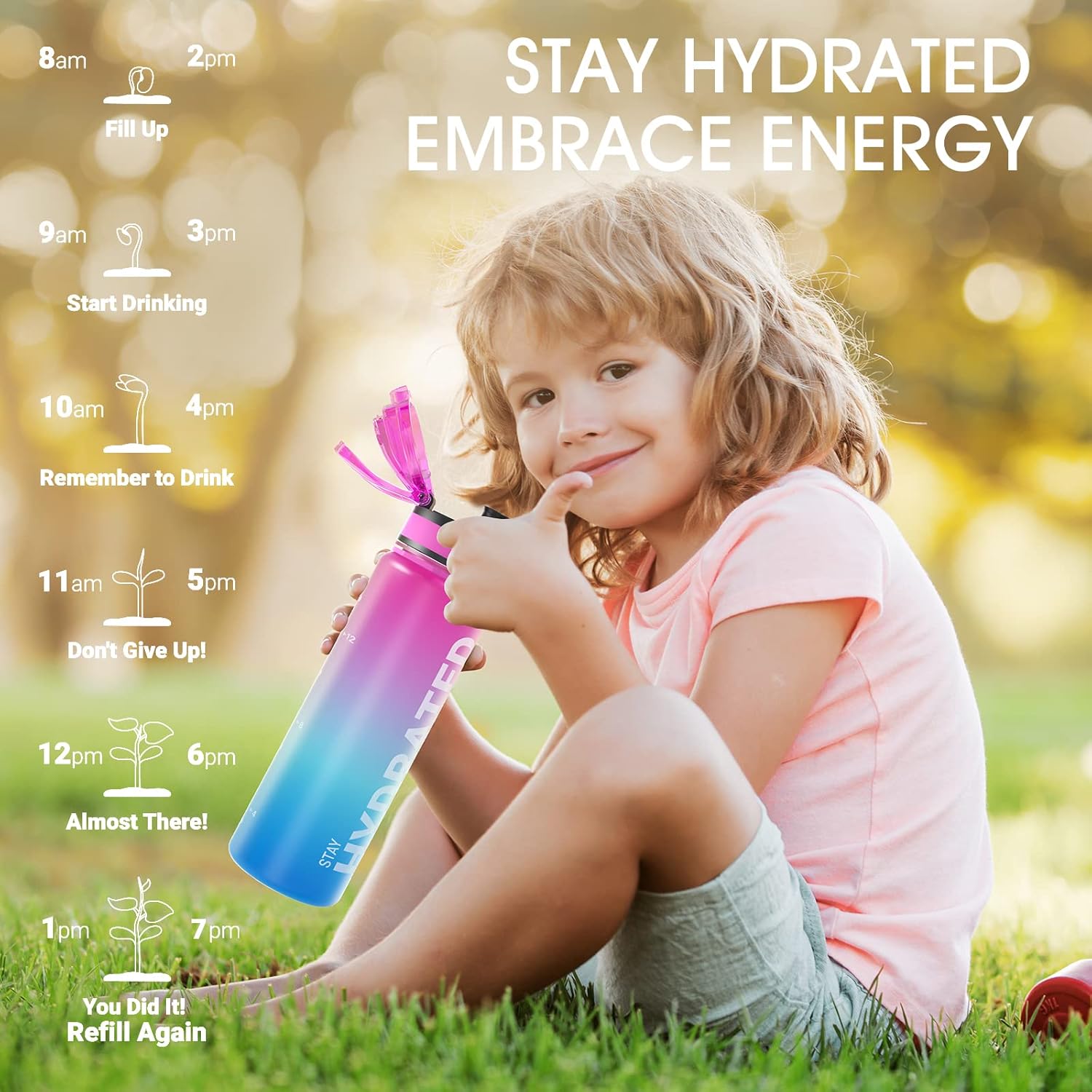 Sahara Sailor Water Bottle, 32/25/17oz Durable and Leakproof Water Bottles Motivational with Time Marker, Tritan, BPA Free, Wide Mouth with Easy Clean Brush for Gym, Travel, School, Office (1 Bottle) - Image 6