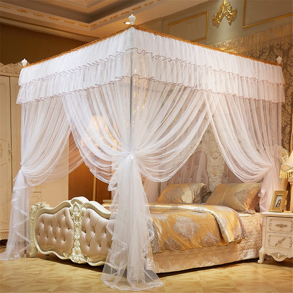 Cypreason Girls White Four Corner Post Bed Canopy - Bed Drapes For Bedroom,Netting Bed Tent, Canopy Bed Decor For Baby Crib, Kid Bed And Adult Beds, 1.5×2×2M