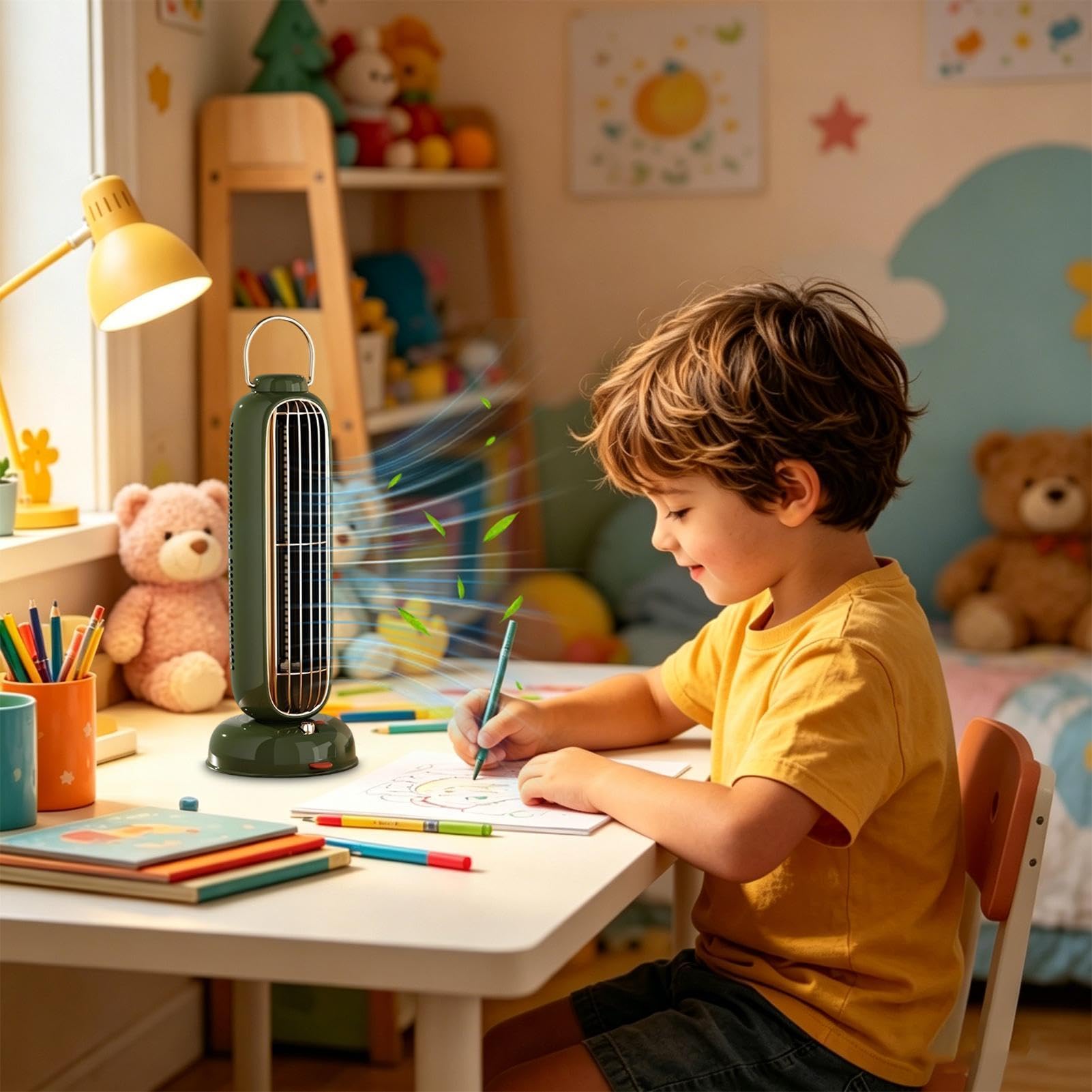 Ventilatore a Torre per la Camera da Design Senza Pale A 3 Velocità E Bassa | Ventilatore Oscillante Da Per Camera Da , Ufficio, Soggiorno, Dormitorio, Casa, Interno, Scrivania, Sonno