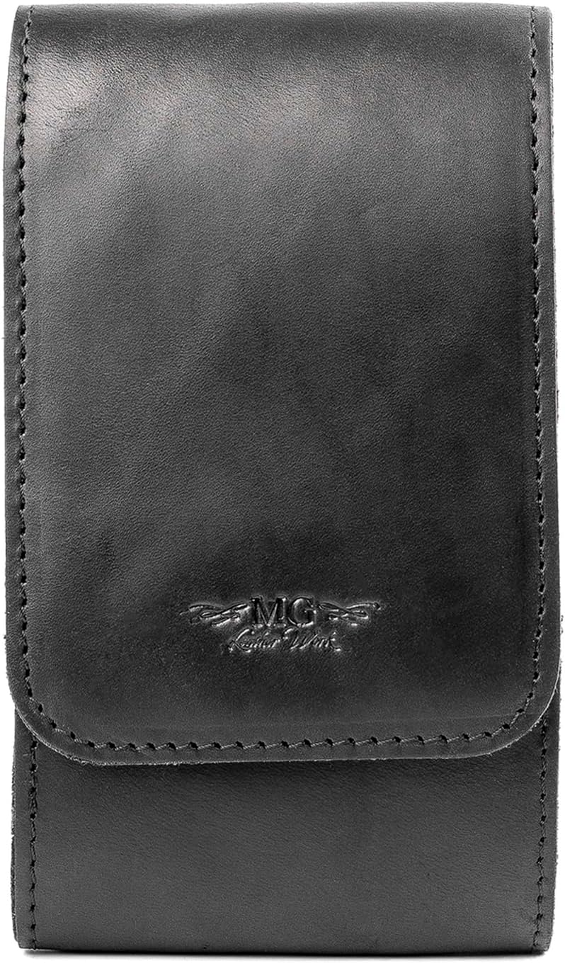 PICCOLO Trumpet Pipes Holder GENUINE LEATHER Crazy Horse leather case for piccolo trumpet parts Piccolo trumpet pipes leather pouch with magnetic clasp (Black)