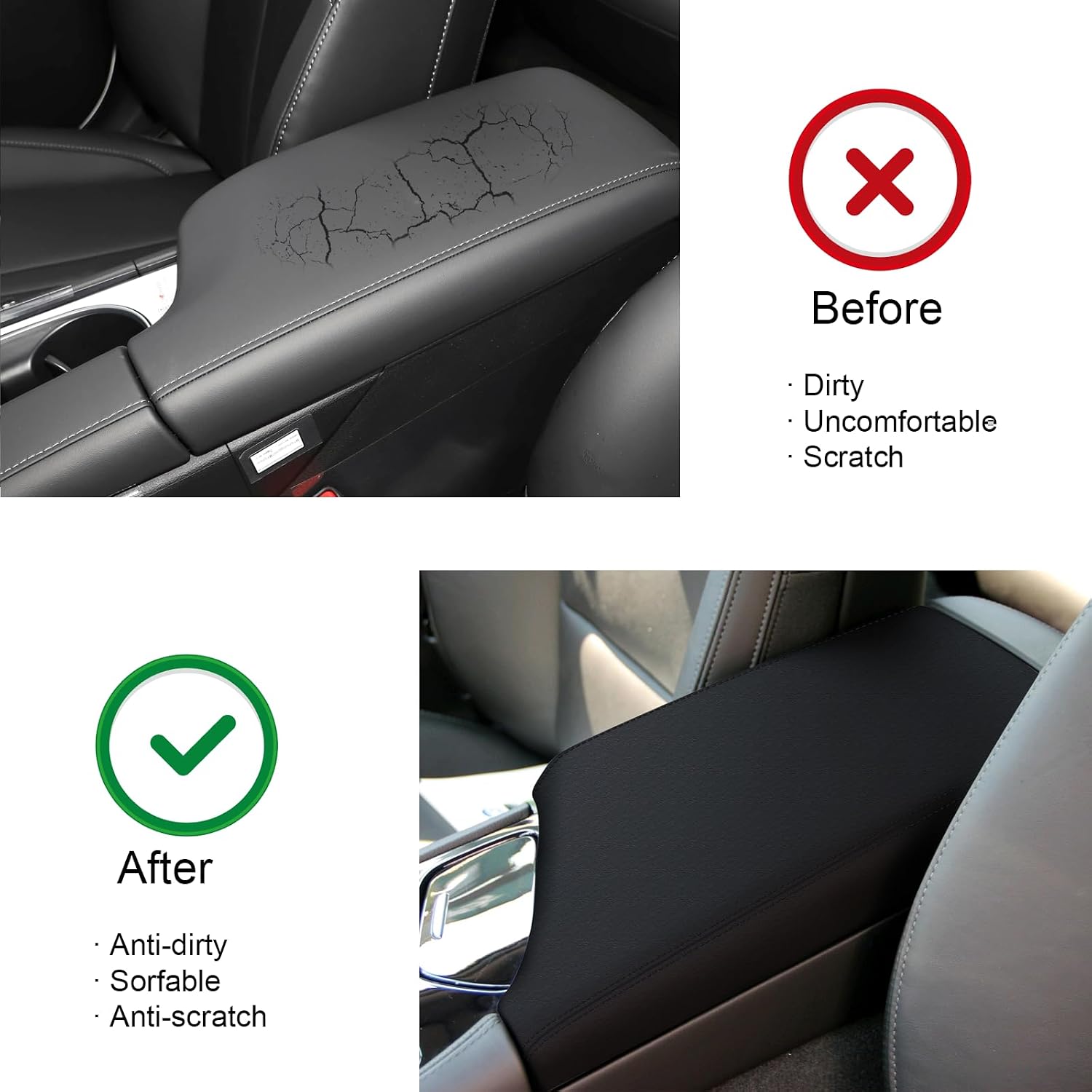 for Cadillac CT6 Center Console Armrest Box Cover 2016-2018 (Black) Armrest Resistant Waterproof 2016 2017 2018 for Cadillac CT6 Armrest Box Cover
