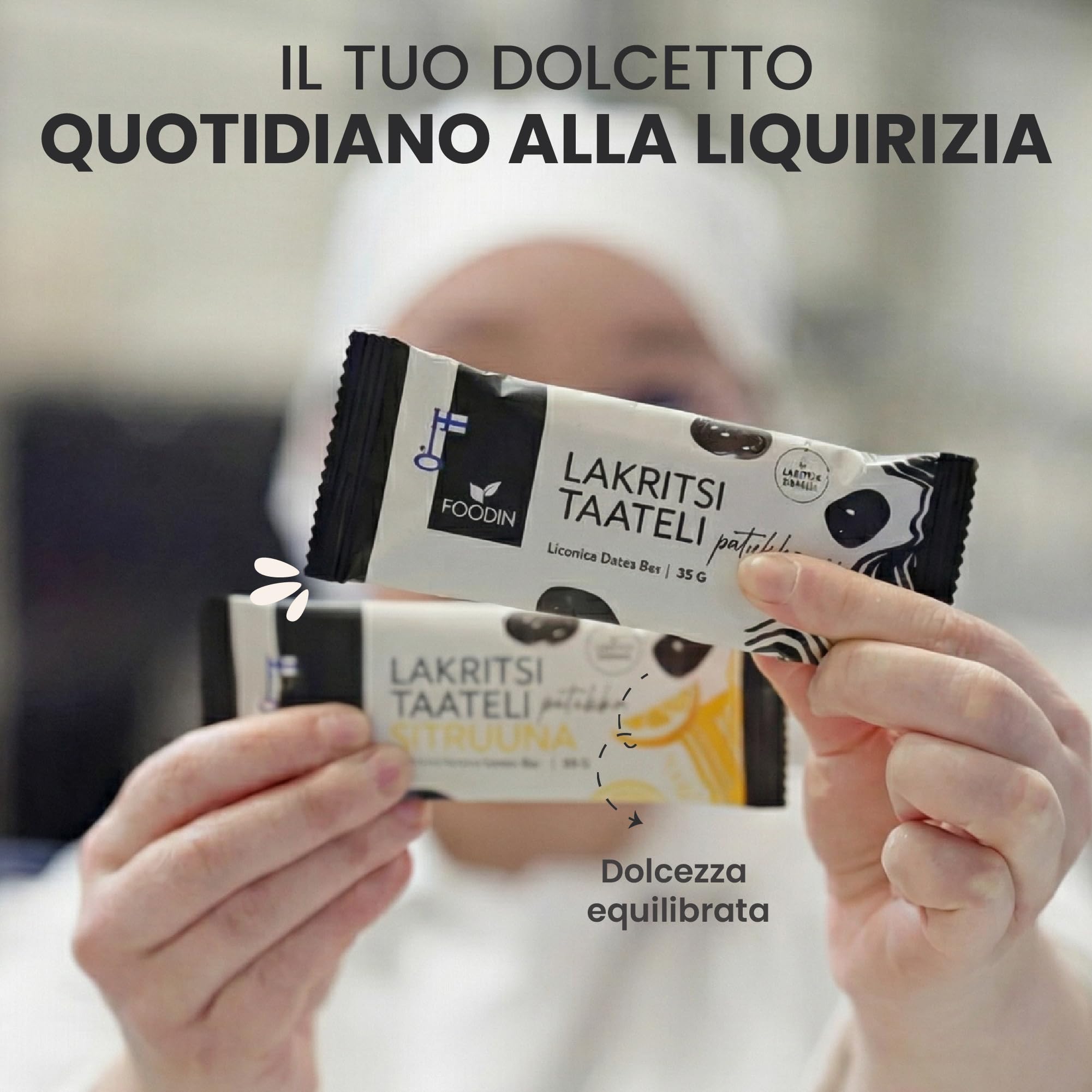 FOODIN Barretta Datteri alla Liquirizia – Snack Vegano Senza Zuccheri Aggiunti, Senza Glutine, Naturale e Ricca di Fibre (18 x 35 g)