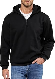 JIHUILAI Men's Quarter Zip Pullover Hoodies Half Zip Hoodie Men Long Sleeve Hoodie Fleece Casual 1/4-Zip Sweatshirt S-3XL