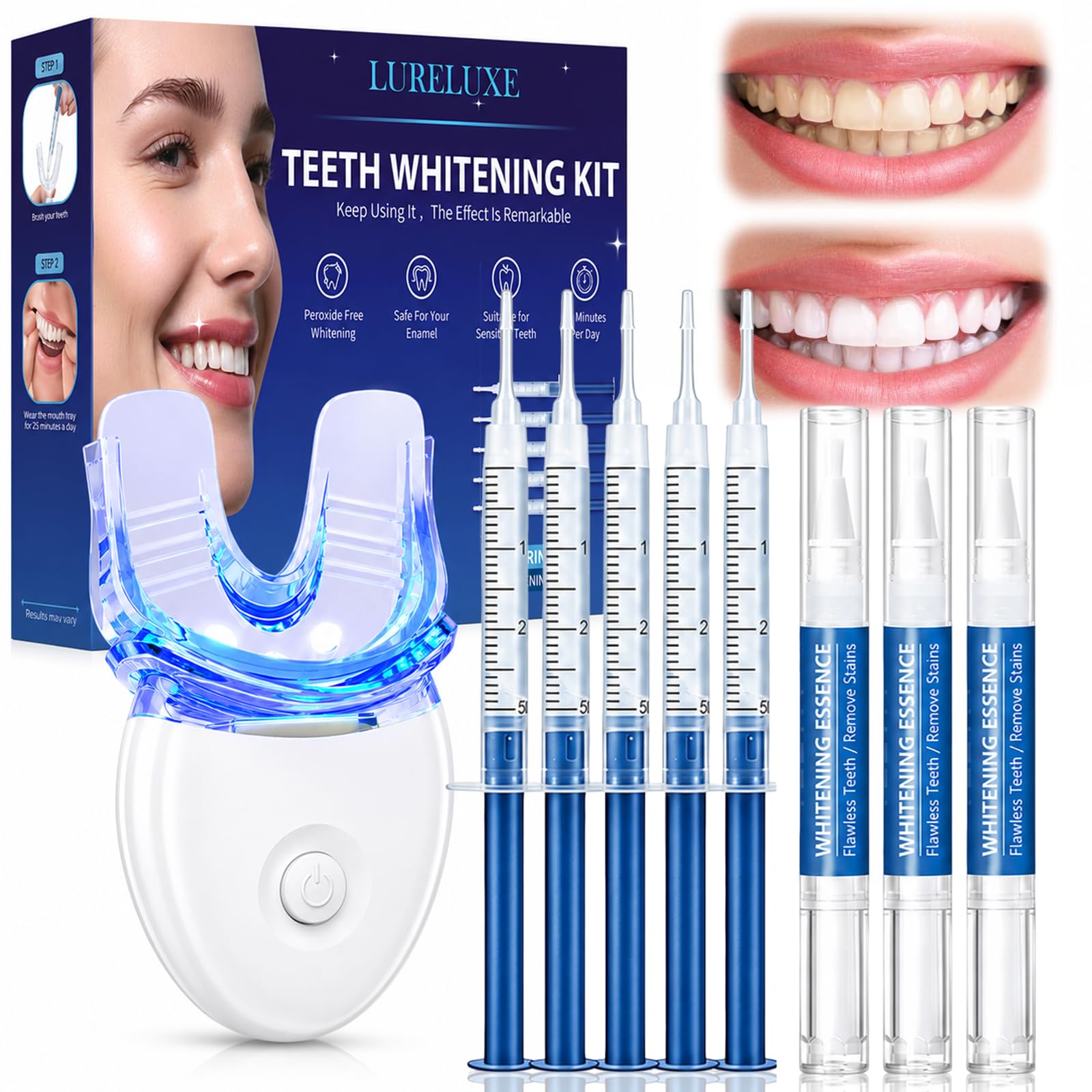 Zahnaufhellung Bleaching Set,Bleaching Gele & Zähne Bleaching Stift,Teeth Aufhellung Gel,Effektives Zahnbleaching für weiße Zähne,Flecken Entfernen