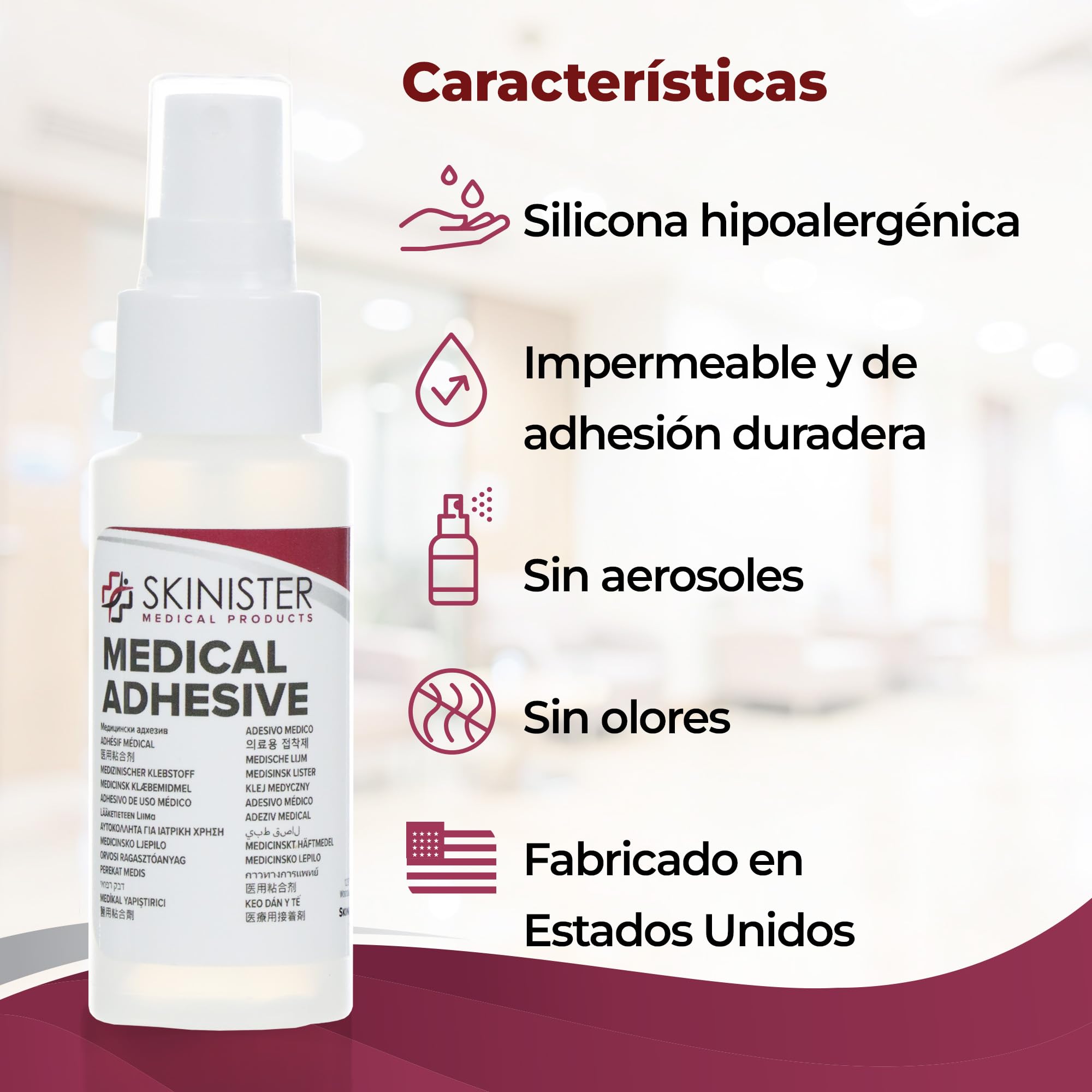 Pegamento Médico para la Piel en Spray | Adhesivo Médico de Silicona | Adhesivo Ostomía, Prótesis Mamarias, Catéteres Externos, Elementos Protésicos, Pegamento Efectos Especiales, 118 ml