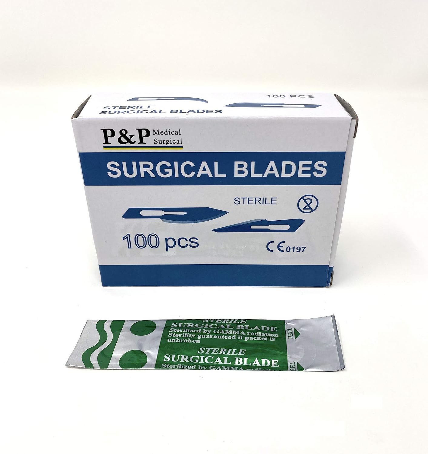 Disposable Surgical Scalpel Blades Sterile High Grade Carbon Steel 2.1% 10xx Individually Foil Wrapped by P&P MEDICAL SURGICAL Size 10 Box of 100