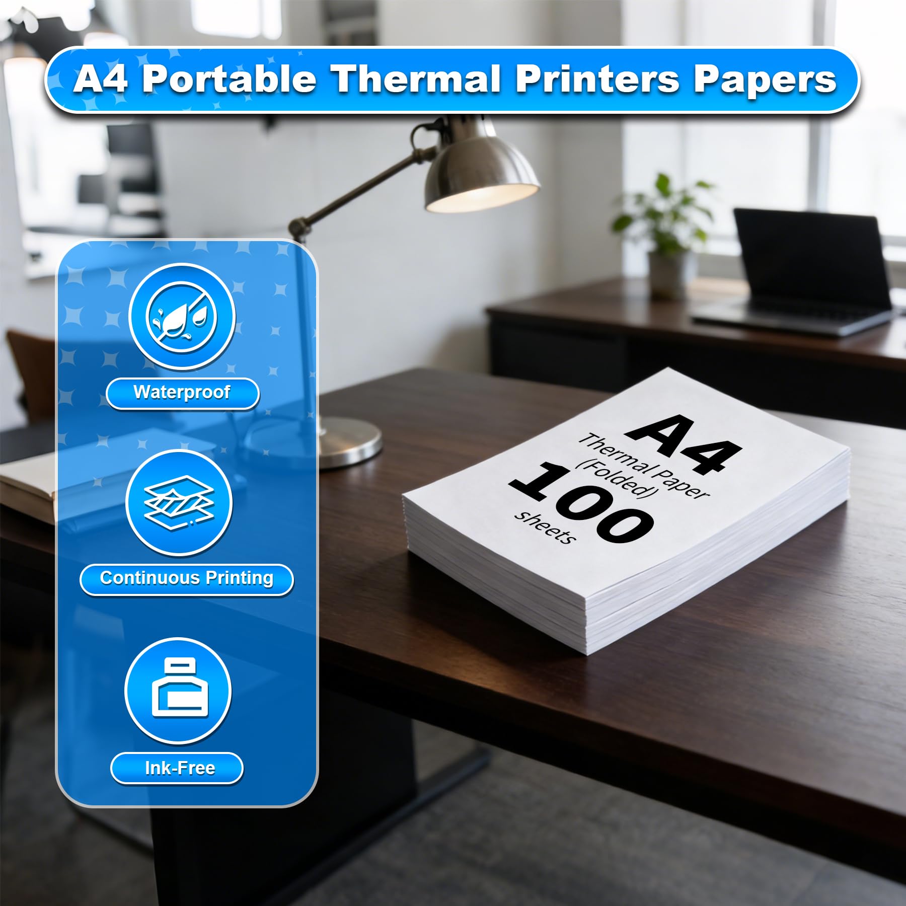 Papier Thermique A4 Sans BPA 100 Feuilles Séchage Rapide