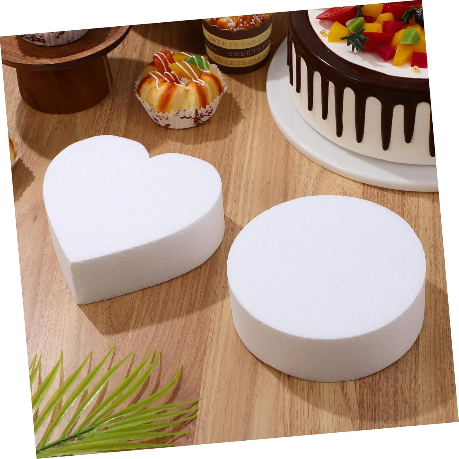 jojofuny 5sets Professional Cake Dummies Heart Shape Perfect for Birthday Decor 2pcs*5