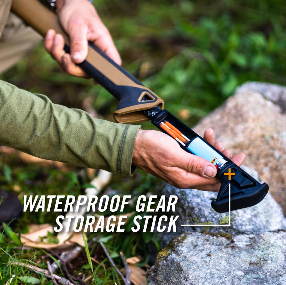 Gerber Hache de Camping Bushcraft, Acier trempé revêtement PTFE, Étui Inclus, Marron