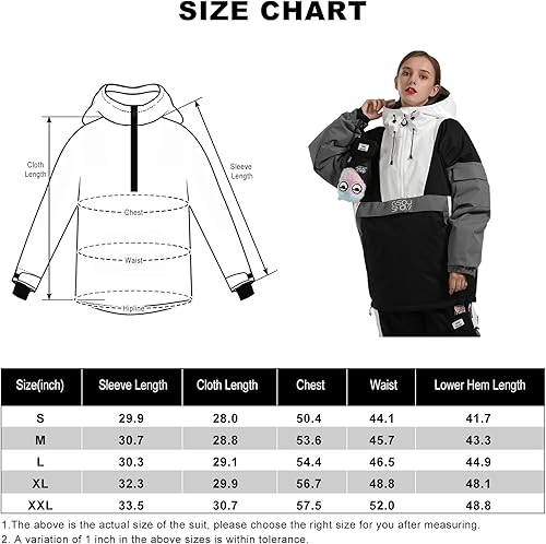 Miniatura 6 de GSOU SNOW Chaqueta de esquí para mujer, abrigo de nieve, impermeable, resistente al viento, chaqueta de snowboard con aislamiento, cálido invierno