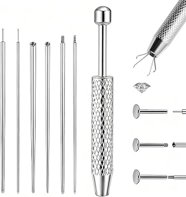 7 Pcs Piercing Ball Grabber and Opener Set,piercing taper | 16G 18G Compatible Piercing Taper Insertion Tool Stainless Steel Piercing Tools to Change Jewellery for Ears Nose Lip