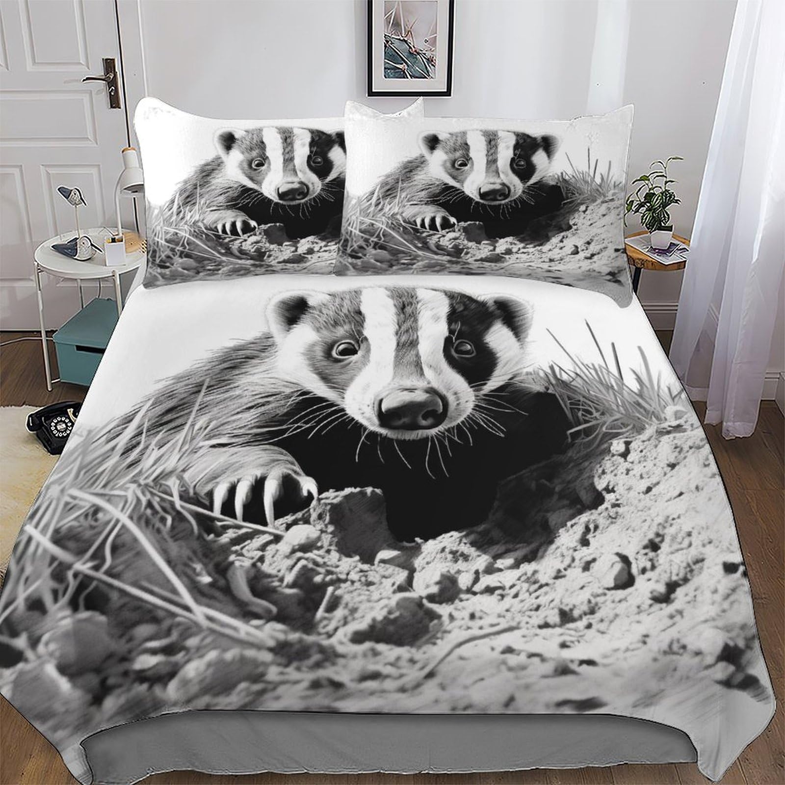 Housse de couette badger 220x240cm avec taies en microfibre