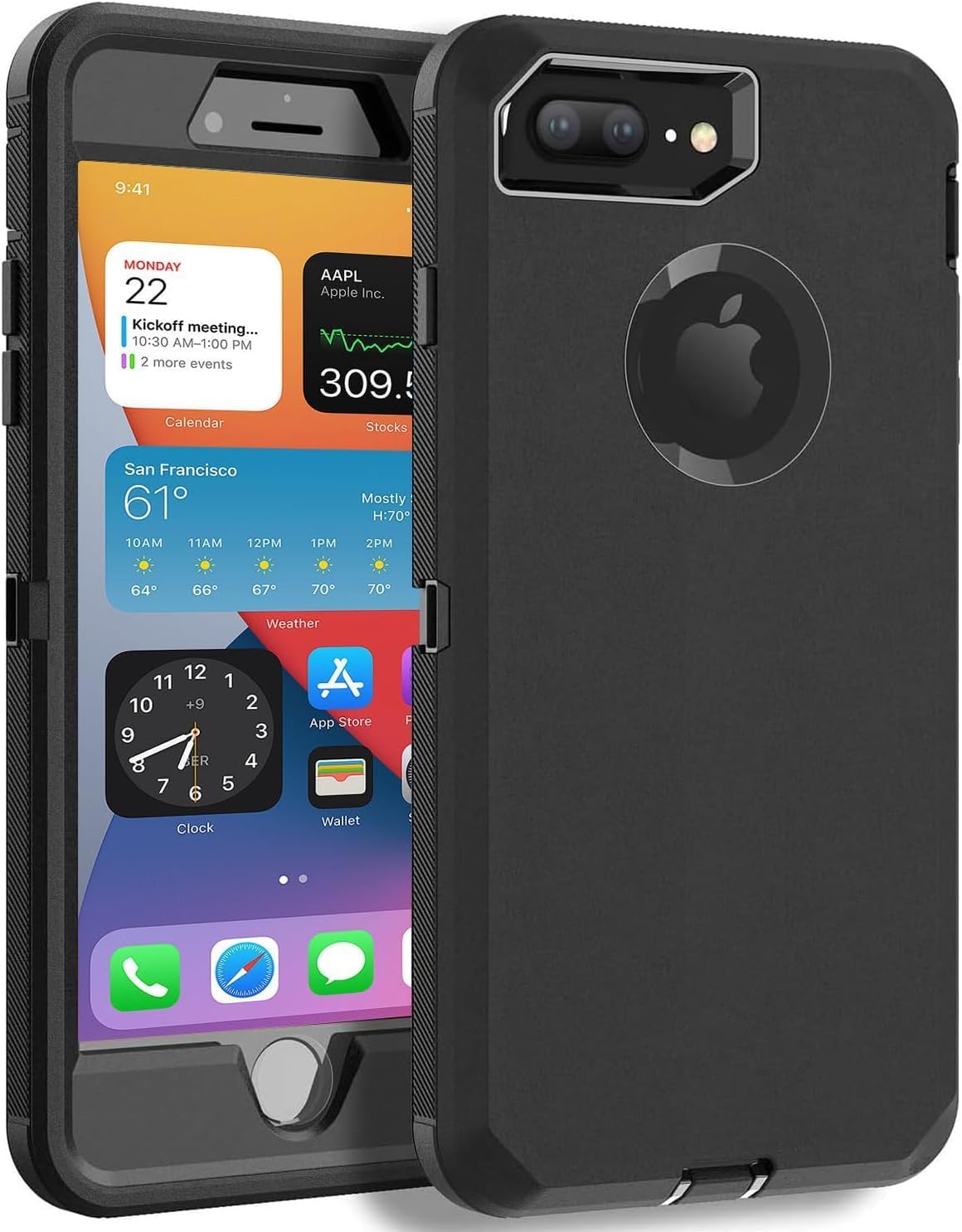 for iphone 8 Plus Case/iPhone 7 Plus Case, Heavy Duty Case, 3 in 1 Full Body Rugged Heavy Duty Case, Durable Cover for Apple iphone 8 Plus Case & iphone 7 Plus Cases, 1 Pack, Black