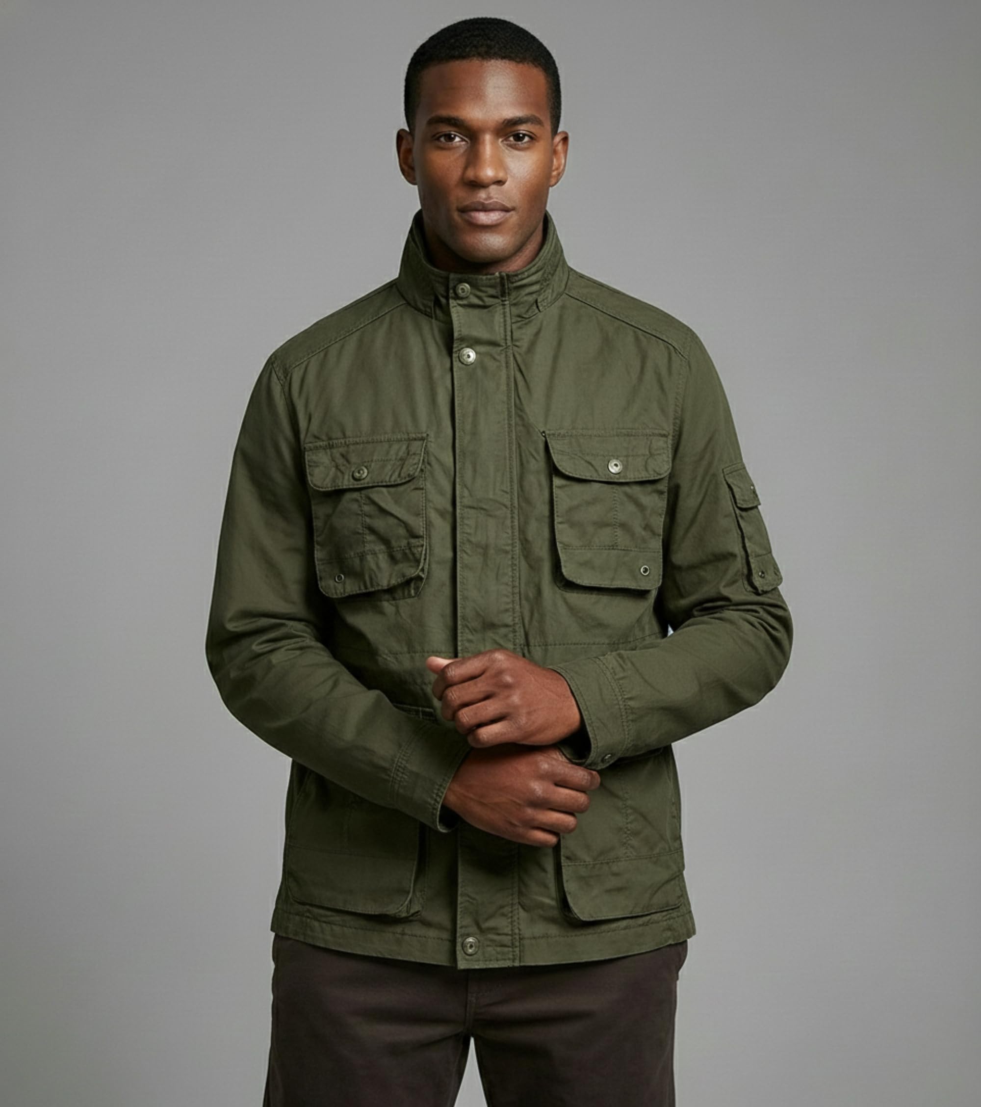 L'MONTE Men's Imported Cotton Outdoor Jacket with Secure Closure and Multiple Pockets - Durable, Comfortable, and Versatile for All Winter Seasons (Army Green, 2XL) 3