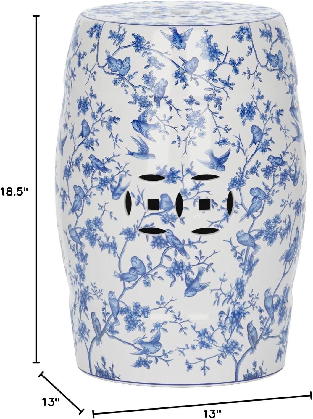 Safavieh ACS4514A Safavieh Castle Gardens Collection Glazed Ceramic Birds Garden Stool, Blue