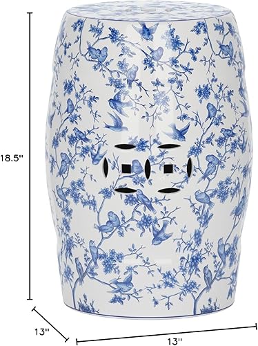 Miniatura 3 de Safavieh Blue Birds - Taburete decorativo de cerámica para jardín