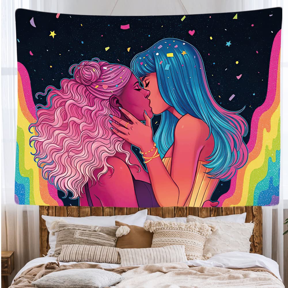 Ulticool, Women Love Rainbow, Tapestry, Valentine's Day for Her, 200 x 150 cm, Large Tapestry, Poster Decoration, Canvas - Image 2