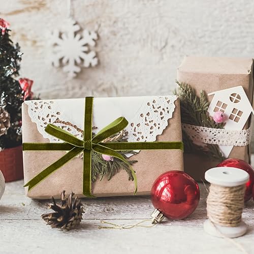 Miniatura 185 de Chuangdi 3/8 pulgadas, 60 yardas, cinta de terciopelo azul verde azulado de Navidad, cintas anchas de terciopelo vintage para adornos de árbol