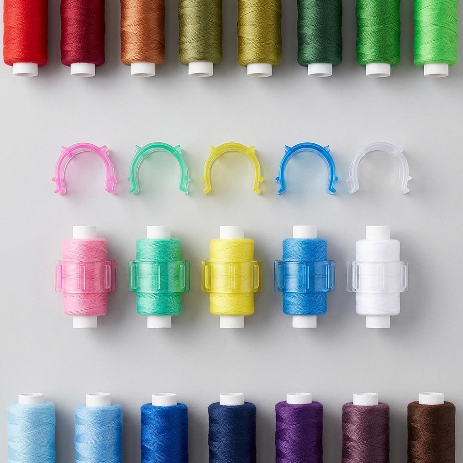 100 Pcs Sewing Bobbin Clips, Colorful Plastic Bobbin Holder Clamps Thread Clips Spool Organizers, Prevent Unwinding Thread Tails for DIY Craft Embroidery Sewing Machine Accessories