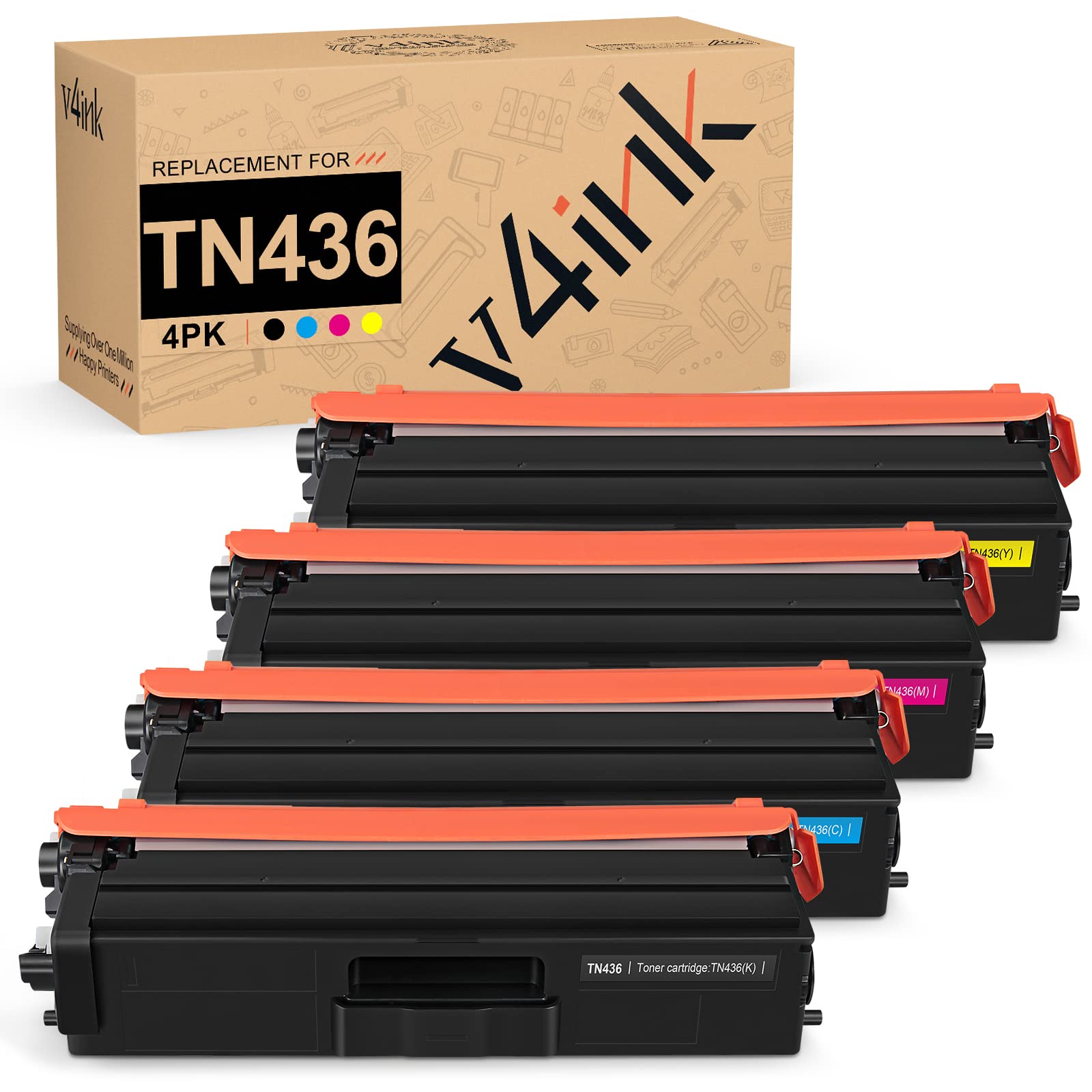 v4ink 4pk Compatible TN-436 Toner Replacement for Brother TN436 Toner Cartridge TN436BK TN436C TN436M TN436Y Set for Brother HL-L8360CDW HL-L9310CDW