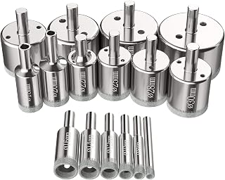 16 PCS Diamond Holesaw Set Proster Diamond Drill Bits Set with 6mm-50mm Diamond Drill Bits for Glass Ceramic Tile Porcelain Marble Granite