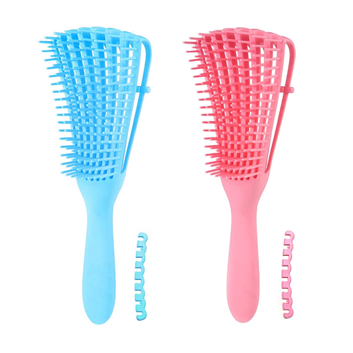 Flexi Detangling Brush 4c Hair Detangler Brush for Curly Hair Wet Thick Kinky Hair, Pink and Blue