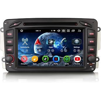 Erisin 8 Core 4GB + 64GB Android 16 Car Radio with GPS Navigation for Mercedes A/C/G/CLK Class W209 W203 Viano Vito W463 CarPlay Android Car WiFi DSP DAB+ USB FM OBD2 DVD CD Player 7 Inch Touchscreen