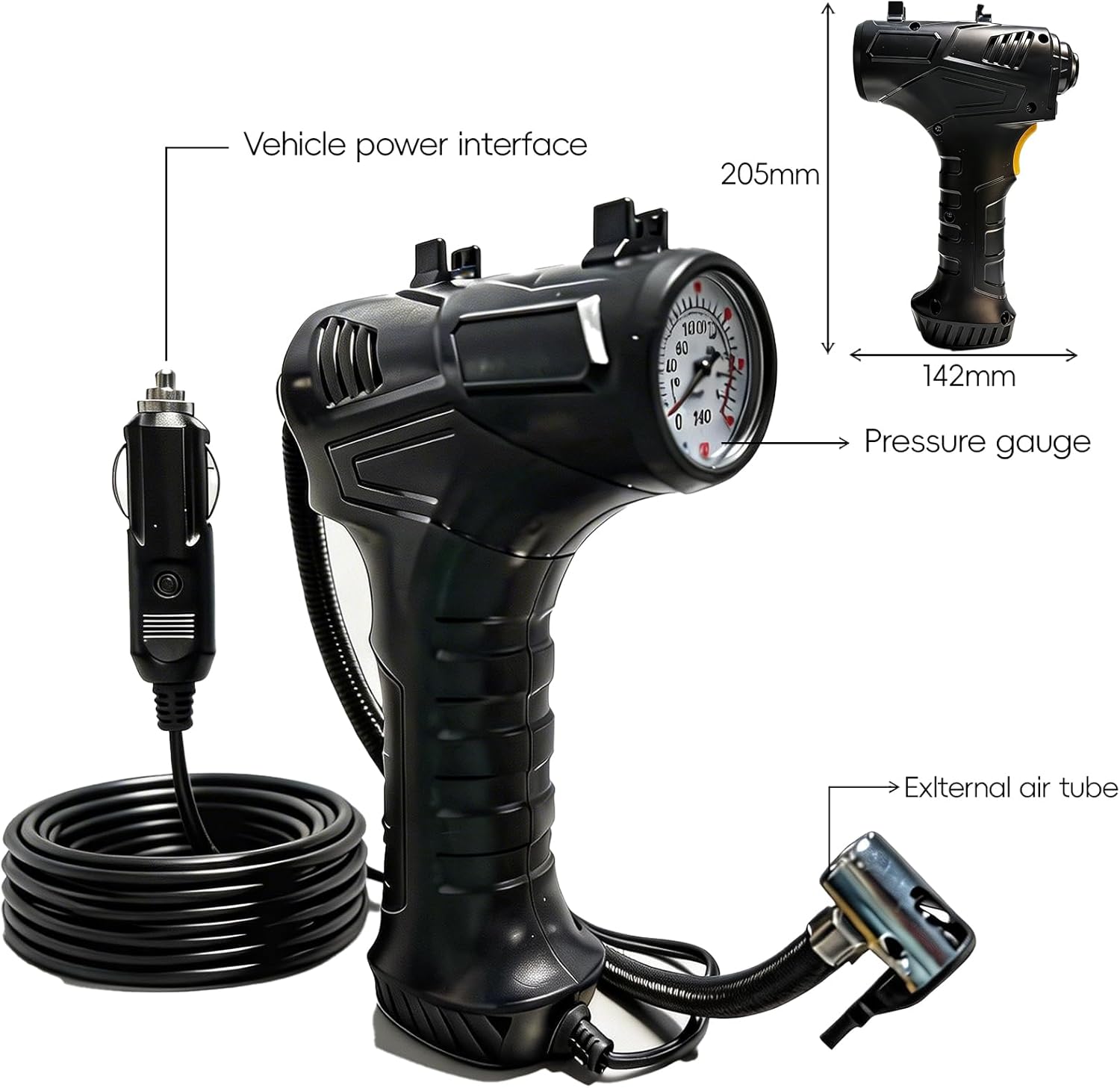 Tire Inflator Portable Air Compressor, 12V DC Air Pump for Car Tires with Digital Pressure Gauge, 150 PSI Pump for Car Tires with LED Light - Car, Motorcycle, Bicycle, Swimming Ring, Ball