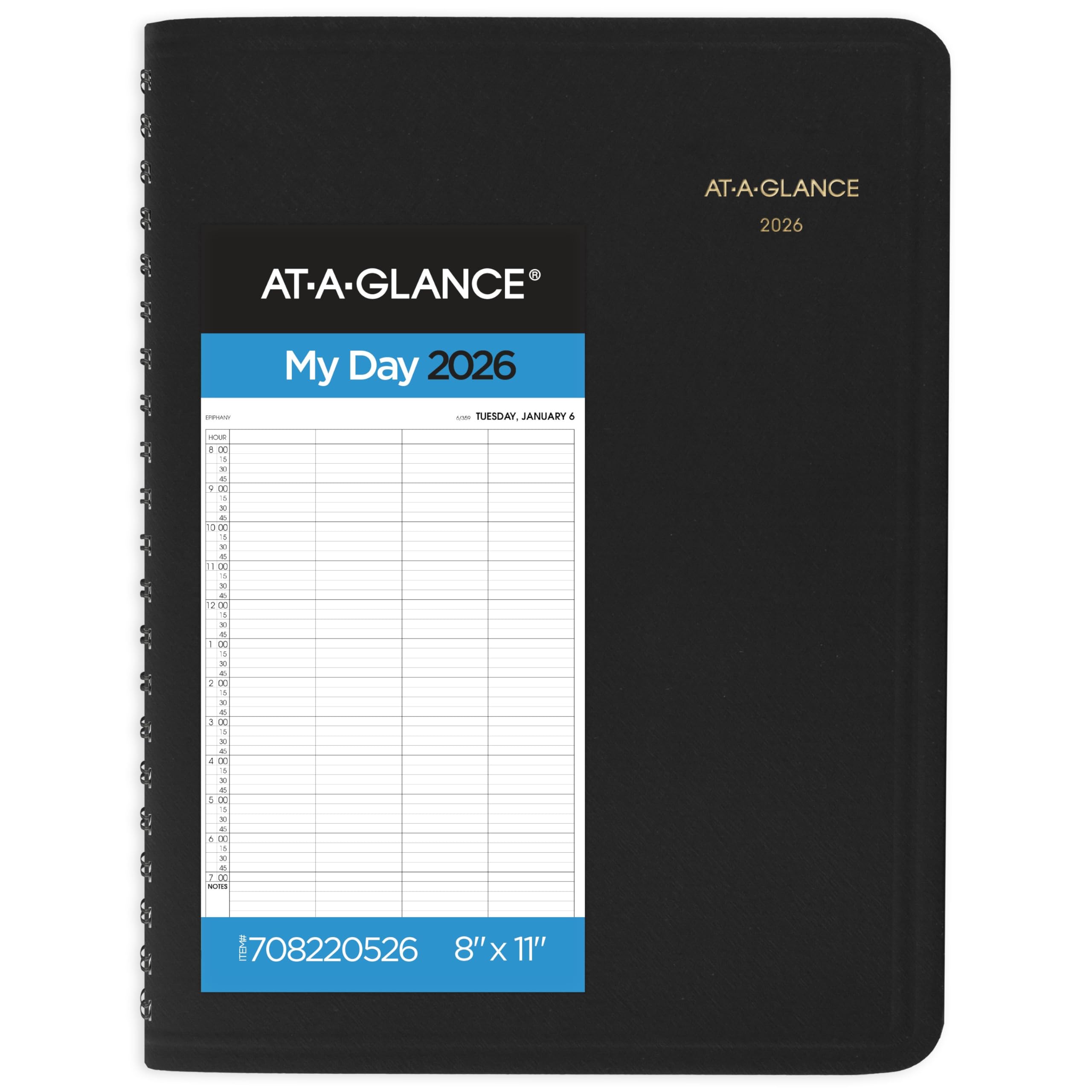 AT-A-GLANCE 2026 Appointment Book Planner, Daily, 8" x 11", Large, Four Person Group, Black (708220526)