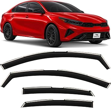Voron Glass in-Channel Extra Durable Rain Guards for Kia Forte 2019-2024, Window Deflectors, Vent Window Visors, 4 Pieces - 200550