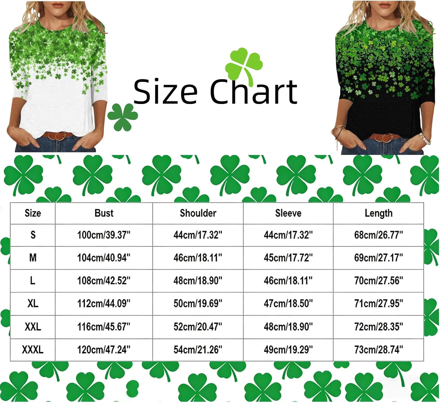 St Patricks Day Shirt Women 3/4 Sleeve Irish Clover Shamrocks Tunic Tops Crewneck Green 2026 Saint Patty's Day Outfit - Image 3