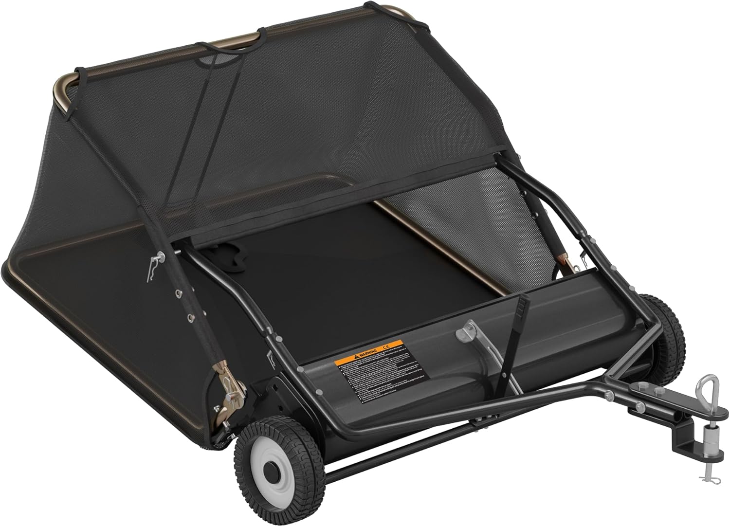 42" Lawn Sweeper Tow Behind - Pull Behind Grass Sweeper with 18.55 cu. ft Large Hopper, Heavy Duty Leaf & Grass Collector, Adjustable Brush Height Lever and Dumping Rope, Lawn and Yard Cleanup Tool