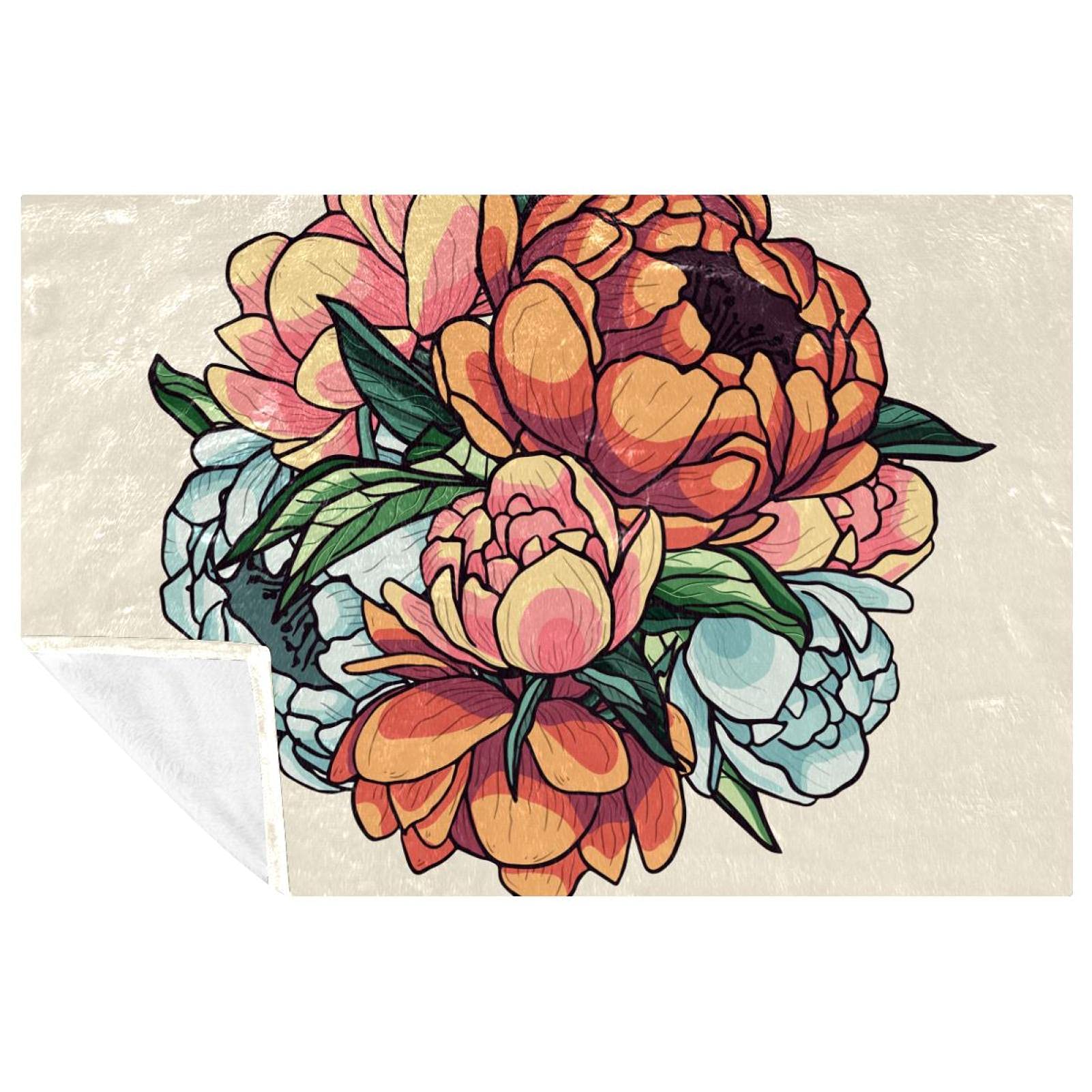 Couverture vintage à fleurs 150x100cm plaid isolant chaud et doux lit canapé camping de qualité