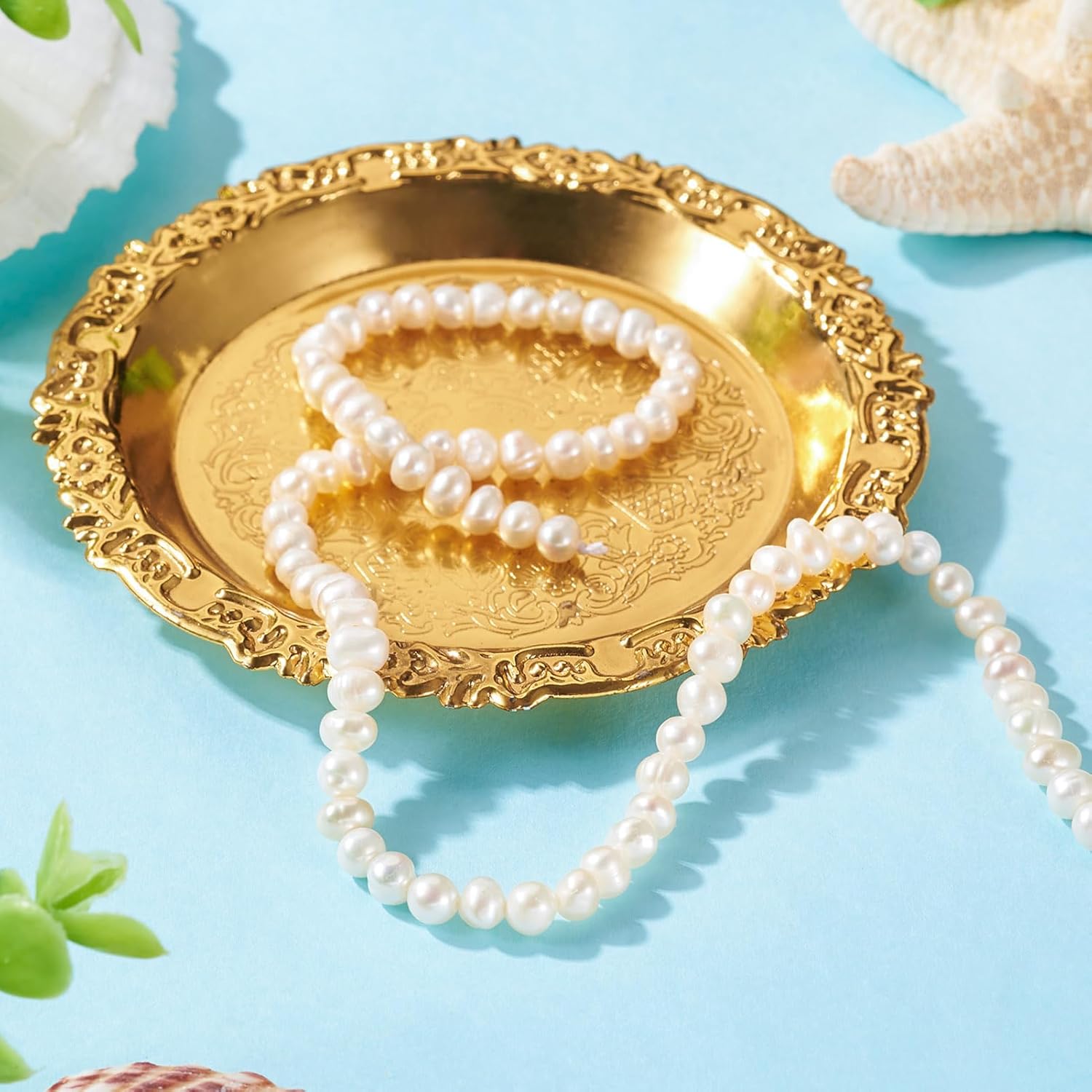 Freshwater Pearl Beads 70pcs Natural Pearls for Crafting 3-5mm Seashell Color Potato Real Pearl Beads Drilled Spacer Beads for Bracelets Necklaces Earrings Jewelry Making - Image 4