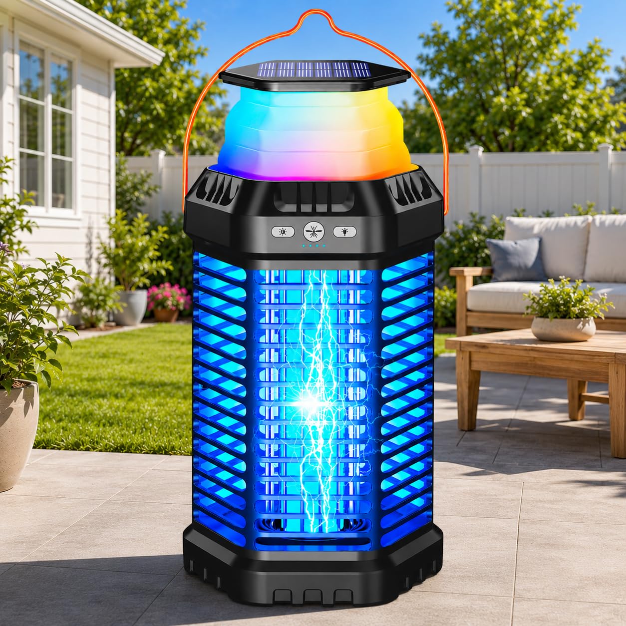 Photo 1 of *** USED***GTERT Smart Solar Bug Zapper Outdoor – Automatic Night Sensor, 4500V Mosquito Zapper, 6000mAh Battery, Foldable Design, 5 Lighting Modes, Indoor & Outdoor Mosquito Protection All Night