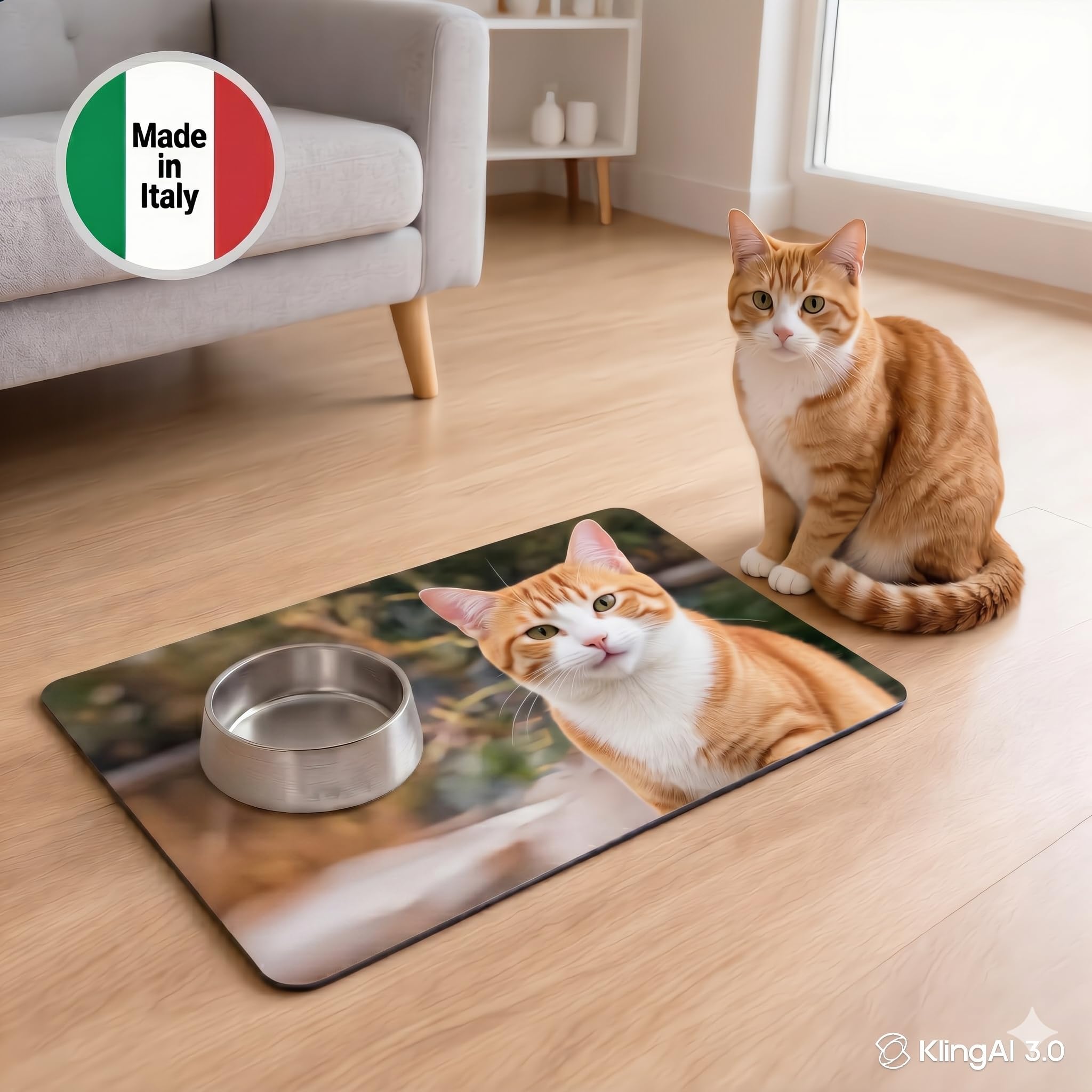Tappetino per Ciotole Cani e Gatti | Antiscivolo Impermeabile | Stampa Personalizzata con la Tua Foto | 5 Taglie Disponibili | Made in Italy