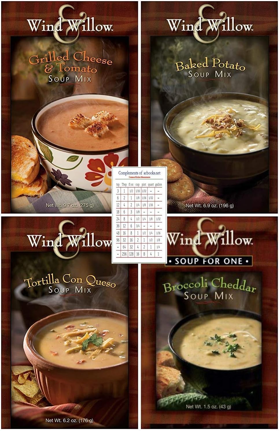 Wind & Willow Soup Sampler: Grilled Cheese, Broccoli Cheddar, Homestyle Potato and Tortilla con Queso