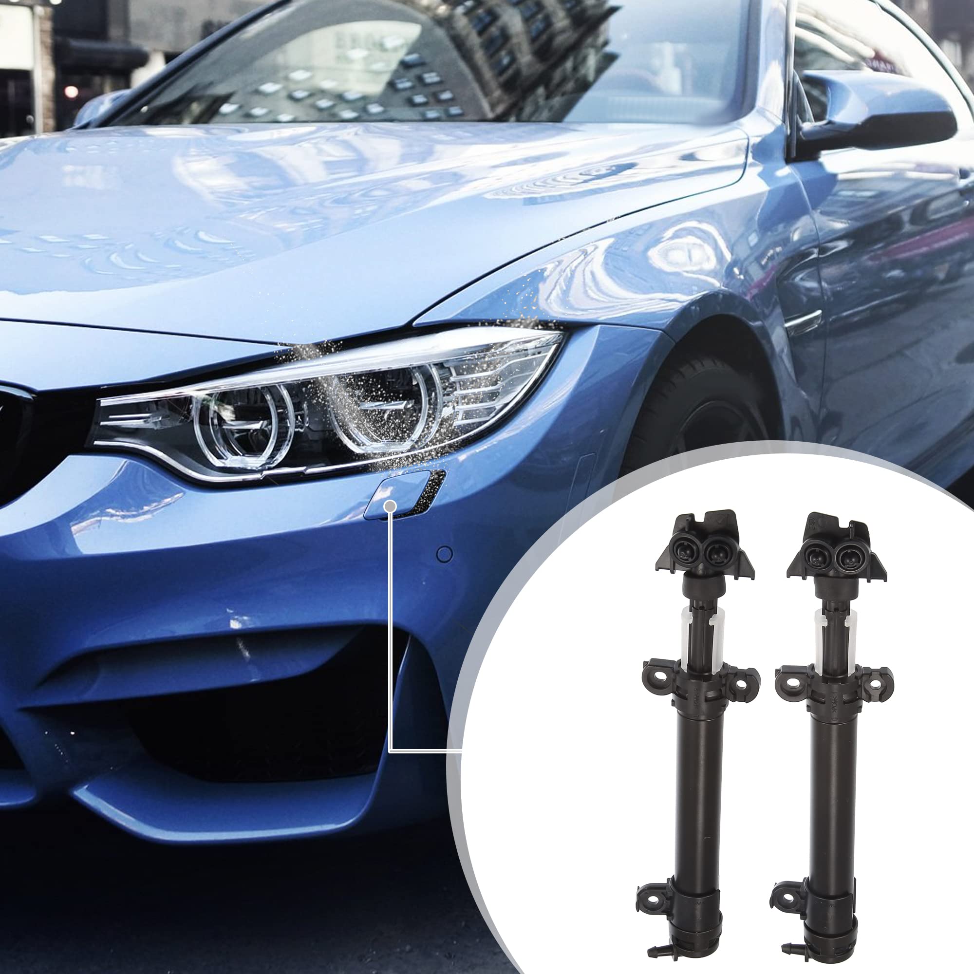 X AUTOHAUX Ugelli Lavafari Anteriori Per Ford Focus MK3 2010-2017 - 2 Pezzi, Colore Nero, Ricambio Con Numeri OE BM51