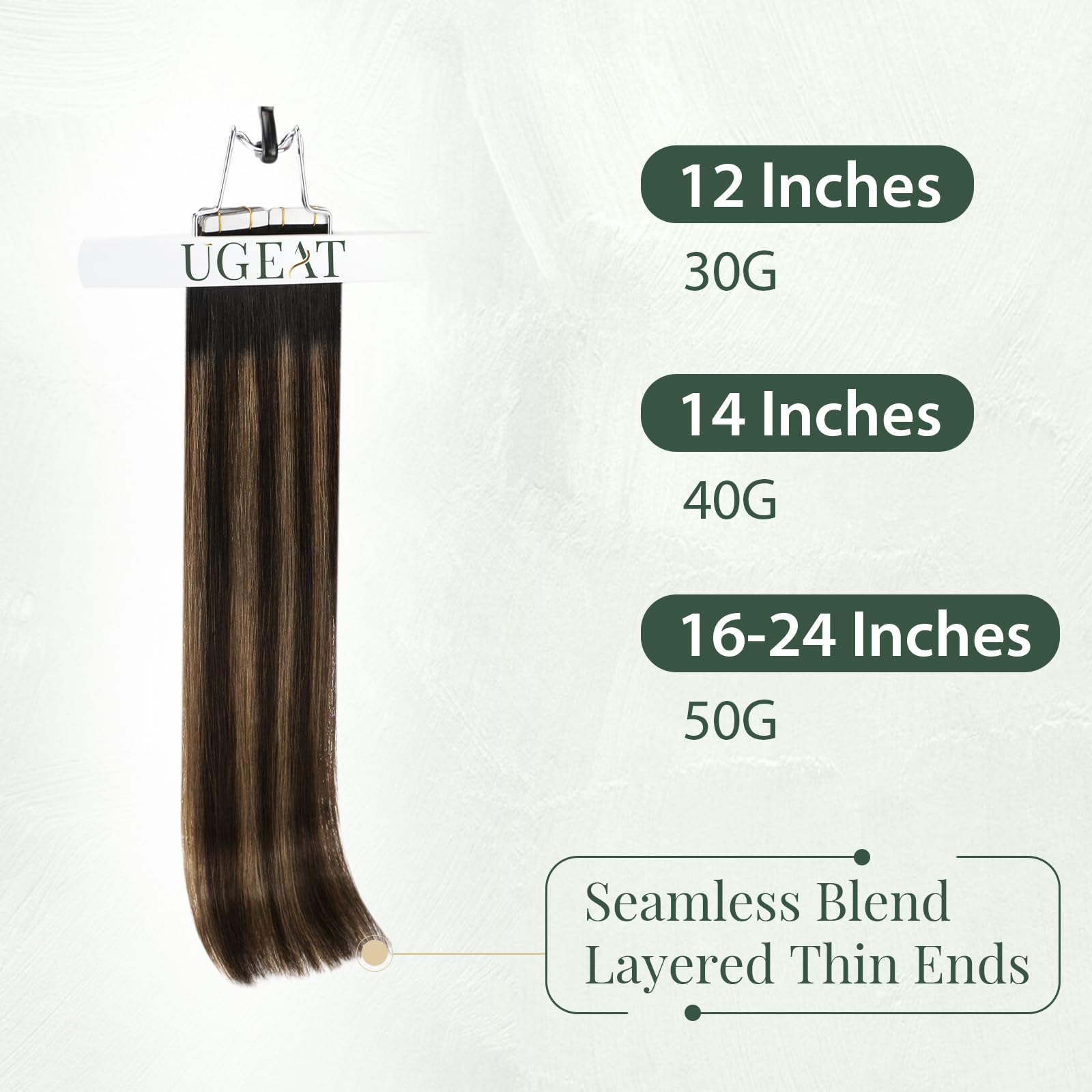 Ugeat Przedłużanie Włosów Taśma, Włosy Ludzkie, Balayage Naturalna Czerń do Crązu, 55 cm 20 sztuk 50g, Przedłużanie Włosów Tape in, Blond, Remy Naturalne Proste