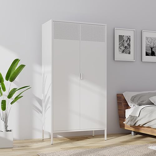 Metal Storage Cabinets Locker with Adjustable Shelves, 71'' Steel Storage Wardrobe for Home & Office, School, Employee,Large Storage Cabinet with