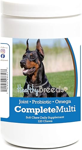Healthy Breeds Doberman Pinscher - Masticable multivitamínico suave todo en uno, 120 unidades