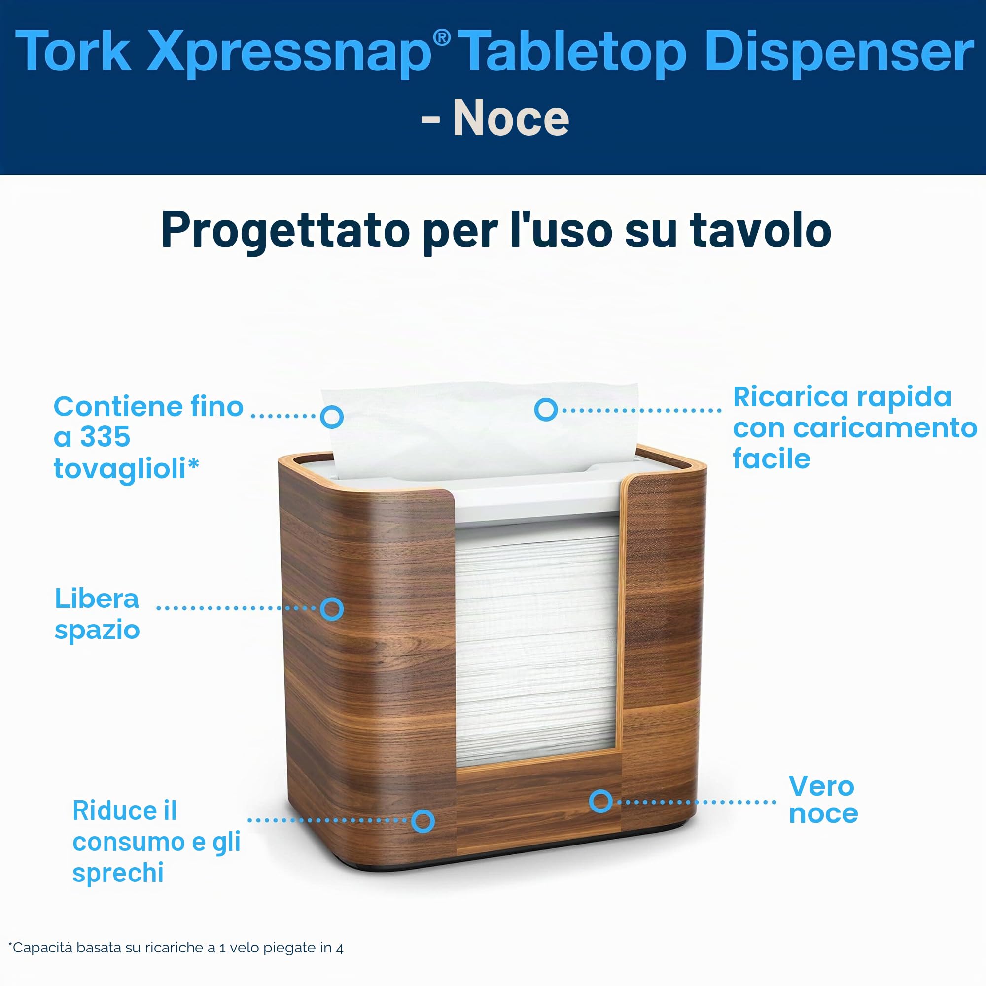 Tork 273002 Xpressnap Dispenser in noce per tovaglioli intercalati