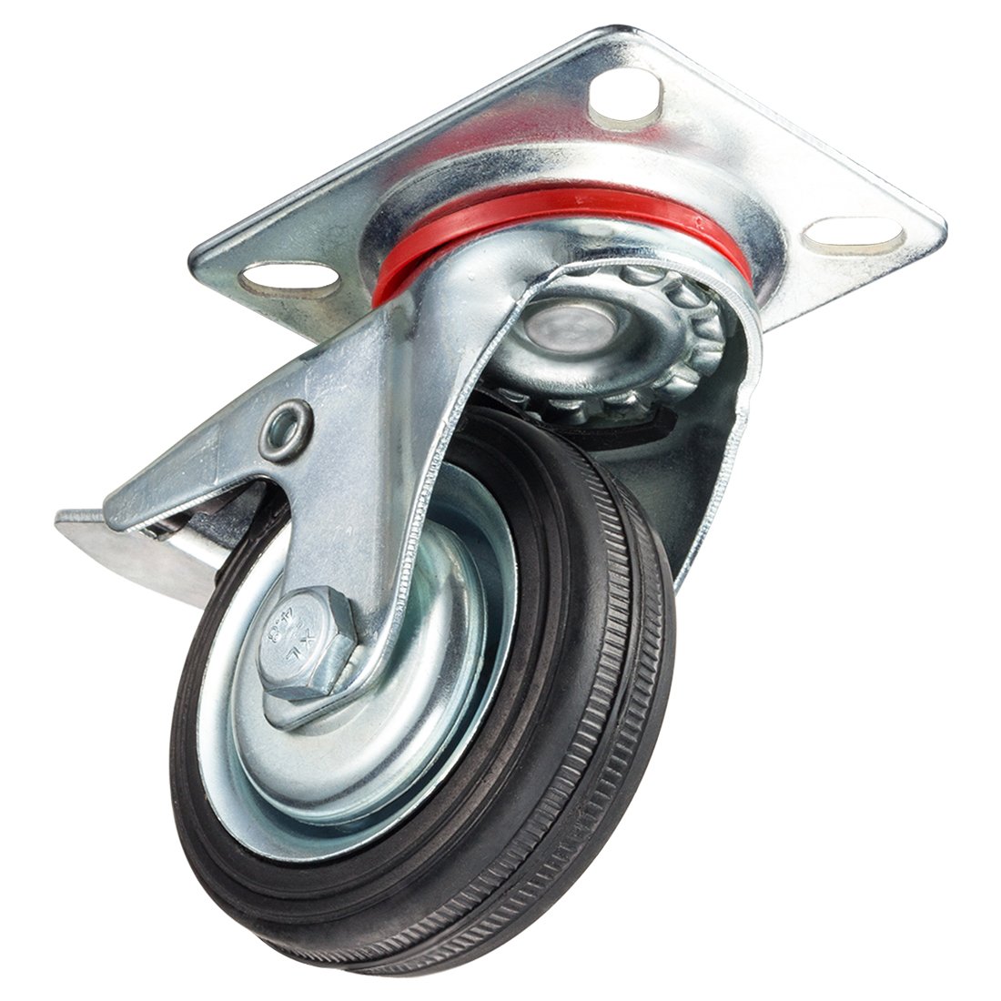 Aexit Ruota pivottante in gomma da 3' da 3 pollici con freno, piastra superiore girevole, capacità di carico 110 libbre ciascuno (edcb8161561bd56122b488058648a535)