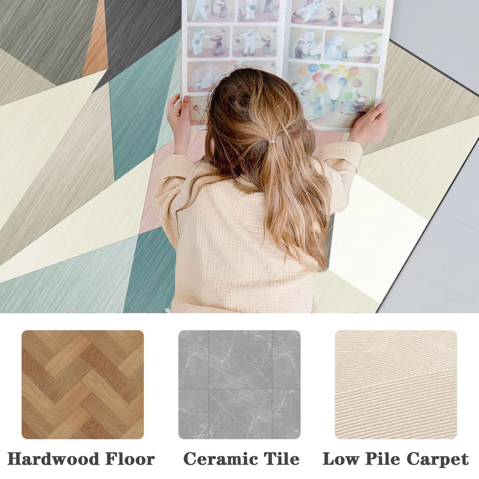 HMTtie Desk Chair Mat For Hardwood Floor & Tile 55"x35" Office Chair Large Anti Slip Recyclable Material Computer Rug Office Home - View #10