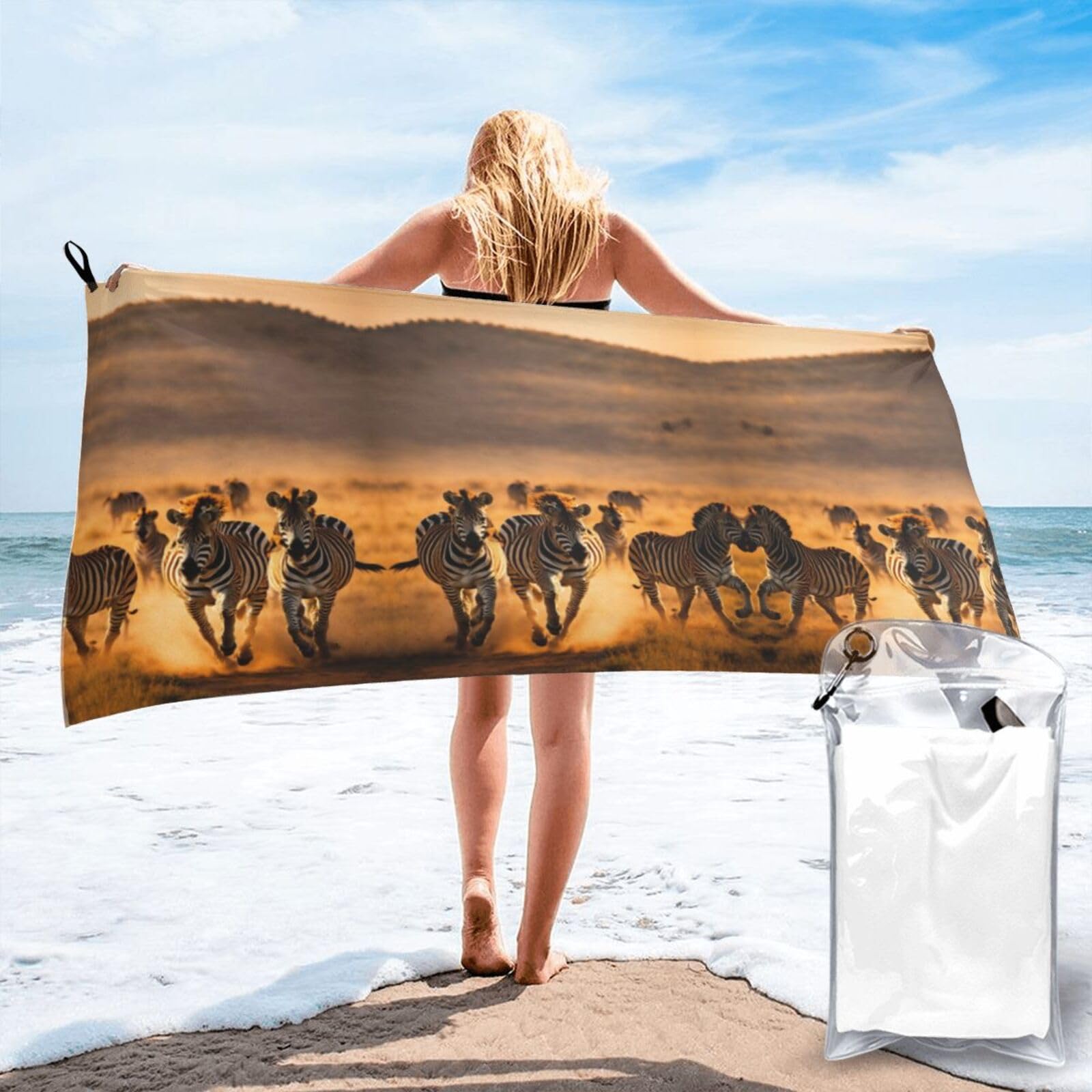 KAPPTYY Zebra Animal Print Quick Dry Towel Bath Shower Beach Wrap For Gym Vacation Adults