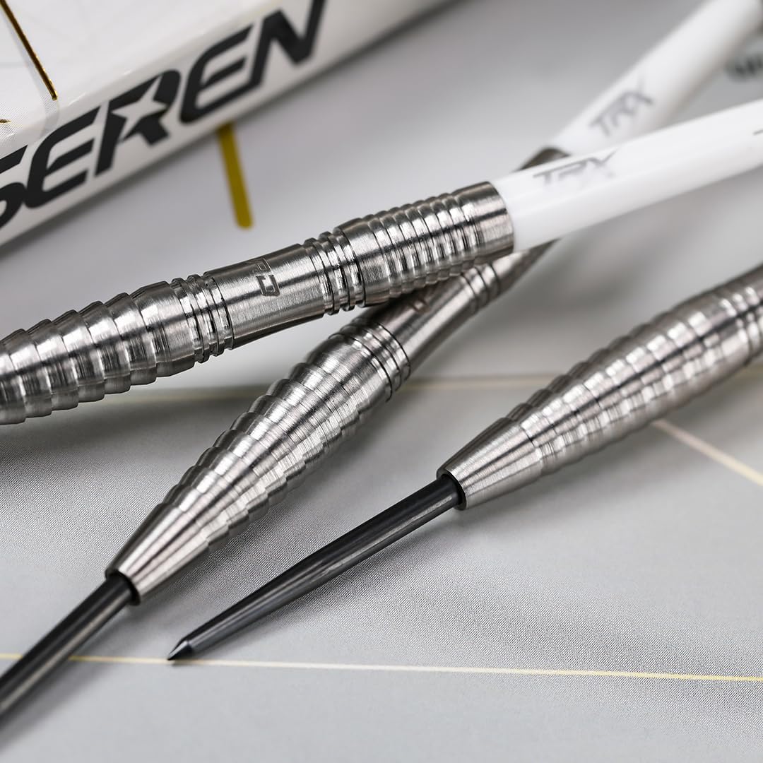 RED DRAGON Darts – Seren Pure Series - 90% Tungsten Professional Steel tip Darts Set with Dart Flights and Dart Shafts (Stems) - Available in Four Styles - Available in 21g, 22g, 23g, 24g & 25g