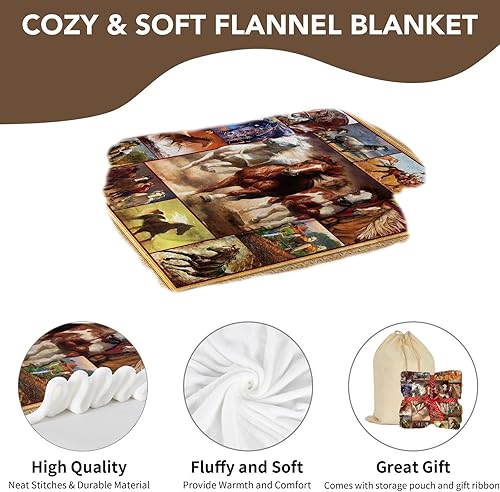 Miniatura 3 de Manta de caballo para mujeres y hombres, 55 x 70 pulgadas, acogedora manta esponjosa de caballo para niños y niñas, manta suave de franela de