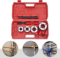 Vista 2 de Kit de enhebrador de tubería de trinquete, roscado manual de tubería de corte de hilo de acero, fontanero BSPT de 1/2''-1-1/4'' con estuche