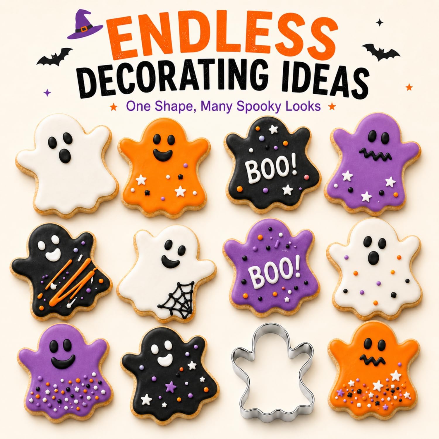 Ghost Cookie Cutter, 3.2 in Stainless Steel Halloween Mold